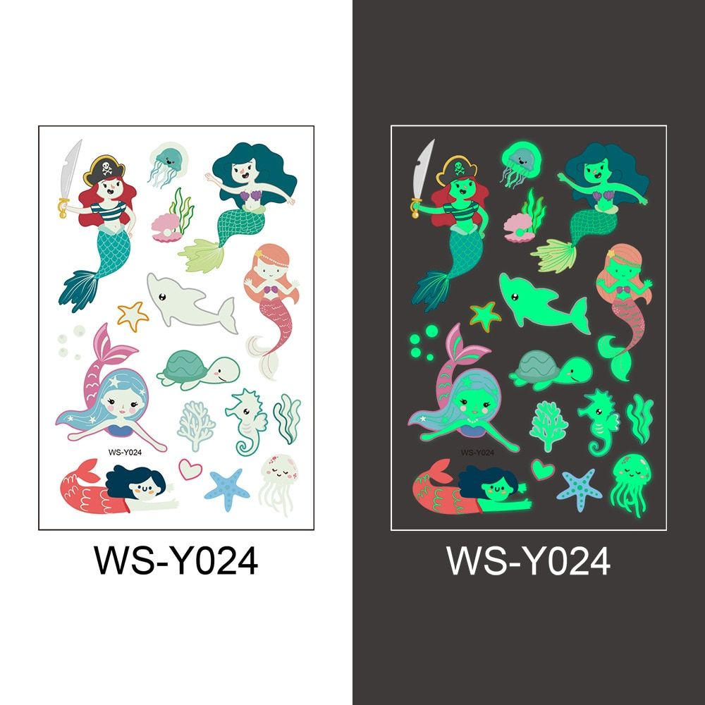 2020 Unicorn Mermaid 3D luminescence stickers for Party  Tattoo Waterproof Home Decals Decor Cartoon sticker