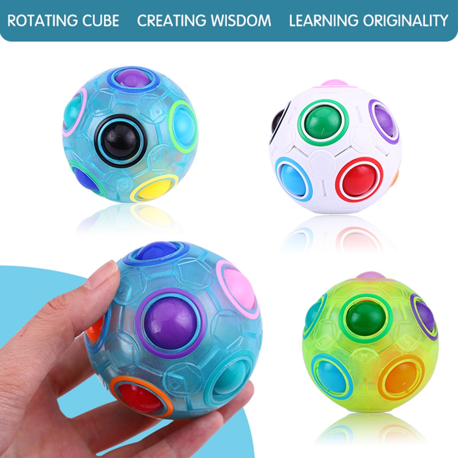 Creative Magic Cube Ball Antistress Rainbow Football Glowing Puzzle Montessori Kids Toys for Children Stress Reliever Toy