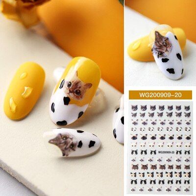 New arrived 3D Nail Stickers Decals Colorful Cute Cat & Dog Design Adhesive Stickers Nail Art  Decoration Z0361