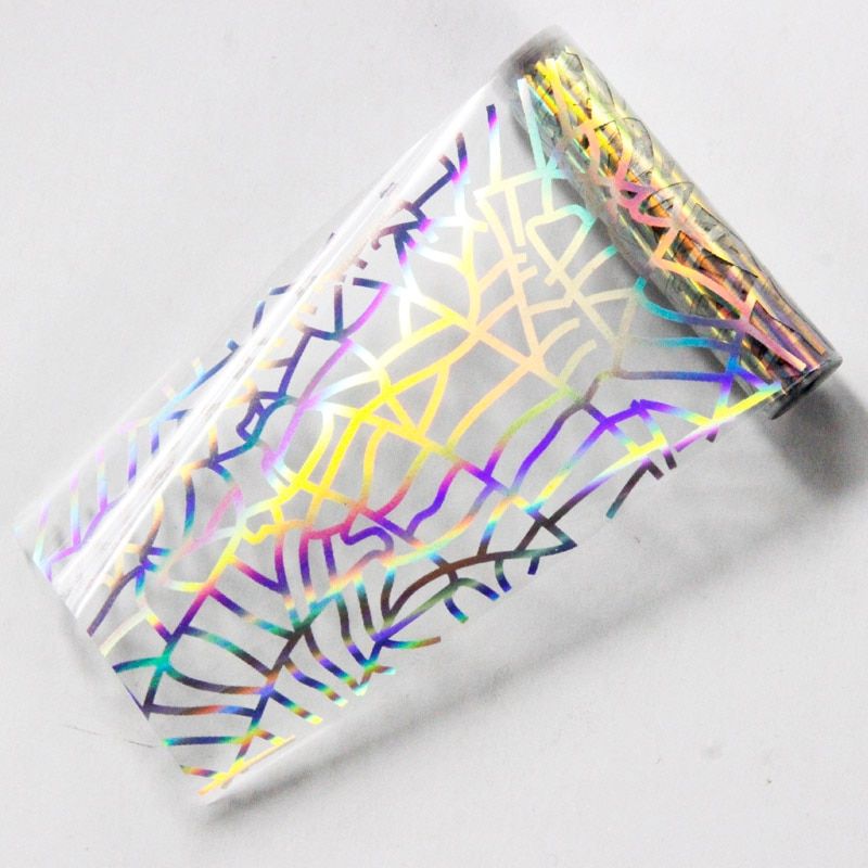 100*4cm/Pc Holographic Nail Art Glue Transfer Decal Nails Foil Decoration Laser Silver Glitter Tumbling Waters Nail Arts Design