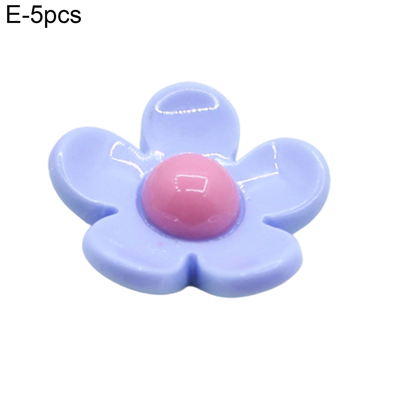 5Pcs Simulation Dollhouse Decor Resin Miniature Five Petal Flower Ornament for Mobile Phone Case