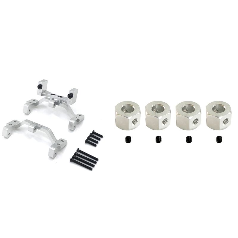 Pull Rod Base Seat and Axle Up Servo Bracket Mount with 4PCS 5mm to 12mm Metal Combiner Wheel Hub Hex Adapter