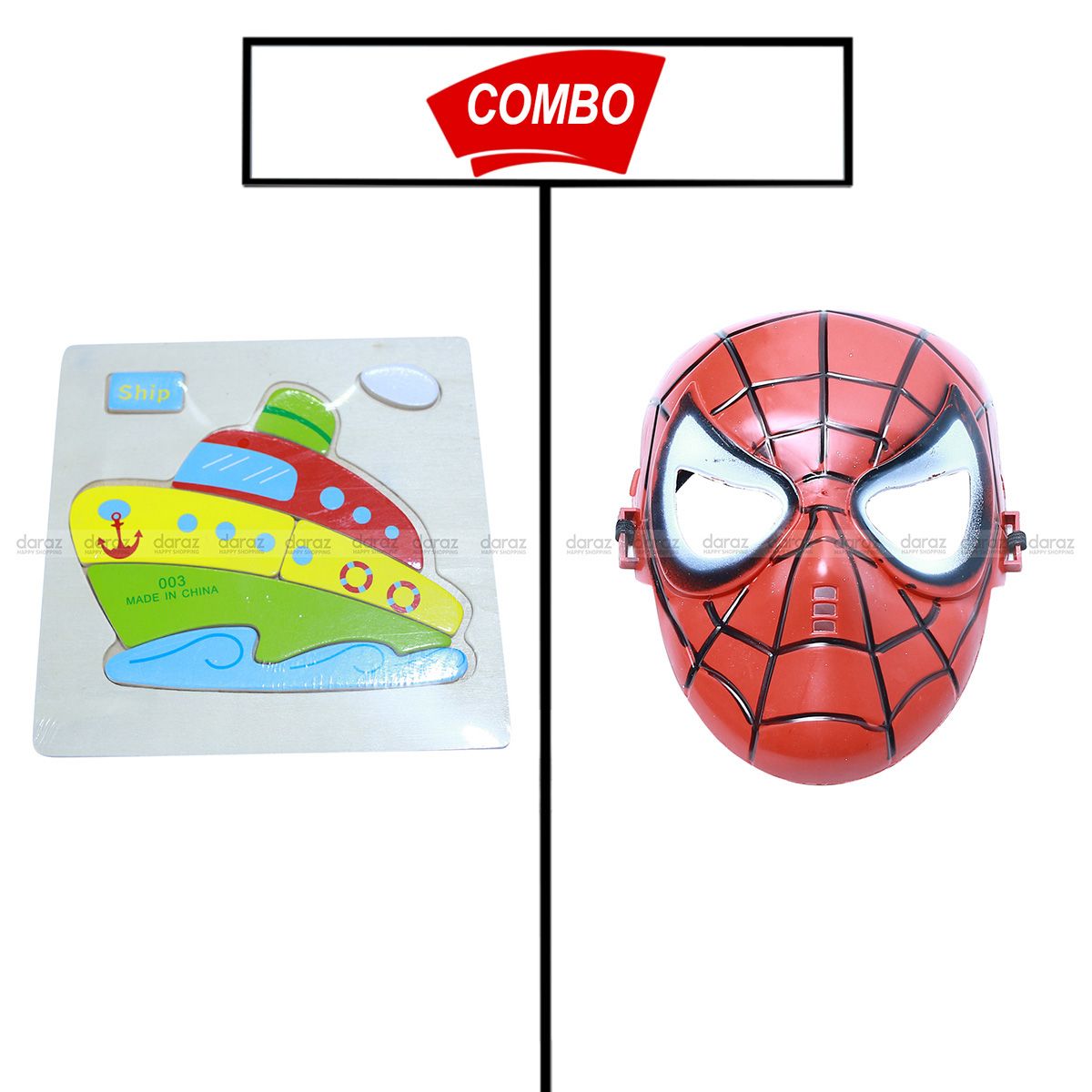 MINI SHIP PUZZLE GAME & SPIDER MAN COSTUME MASK COMBO