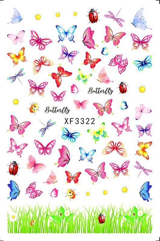 Cartoon Cute 3D Nail Art Sticker Decal  DIY Butterfly Nail Sticker Back Glue Manicure Sticker on Nail Design Decoration Adhesive