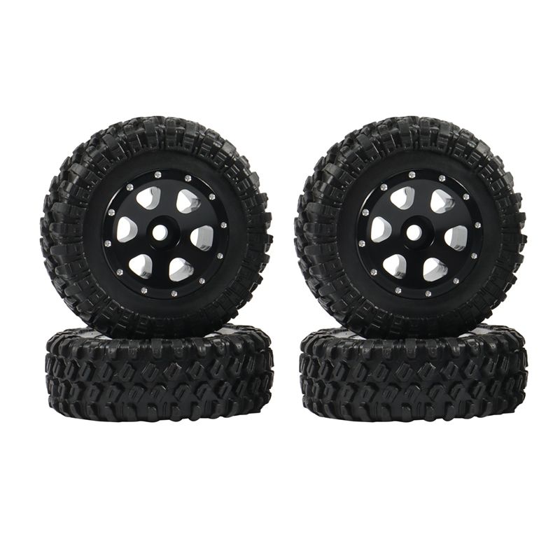 4PCS 1.0 Beadlock Mini Crawler Wheel Rims & Rubber Tires for 1/24 RC Crawler Car Axial SCX24 90081 Upgrade Parts