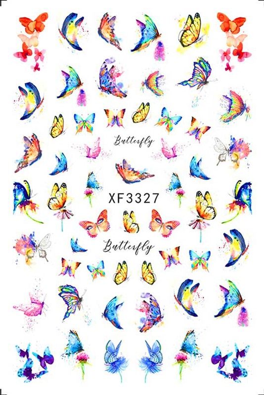 Nail Art Sticker Colorful Butterfly Nail Decals Manicure Design Insect Flower Sticker on Nails Decoration Self Adhesive Foil Tip