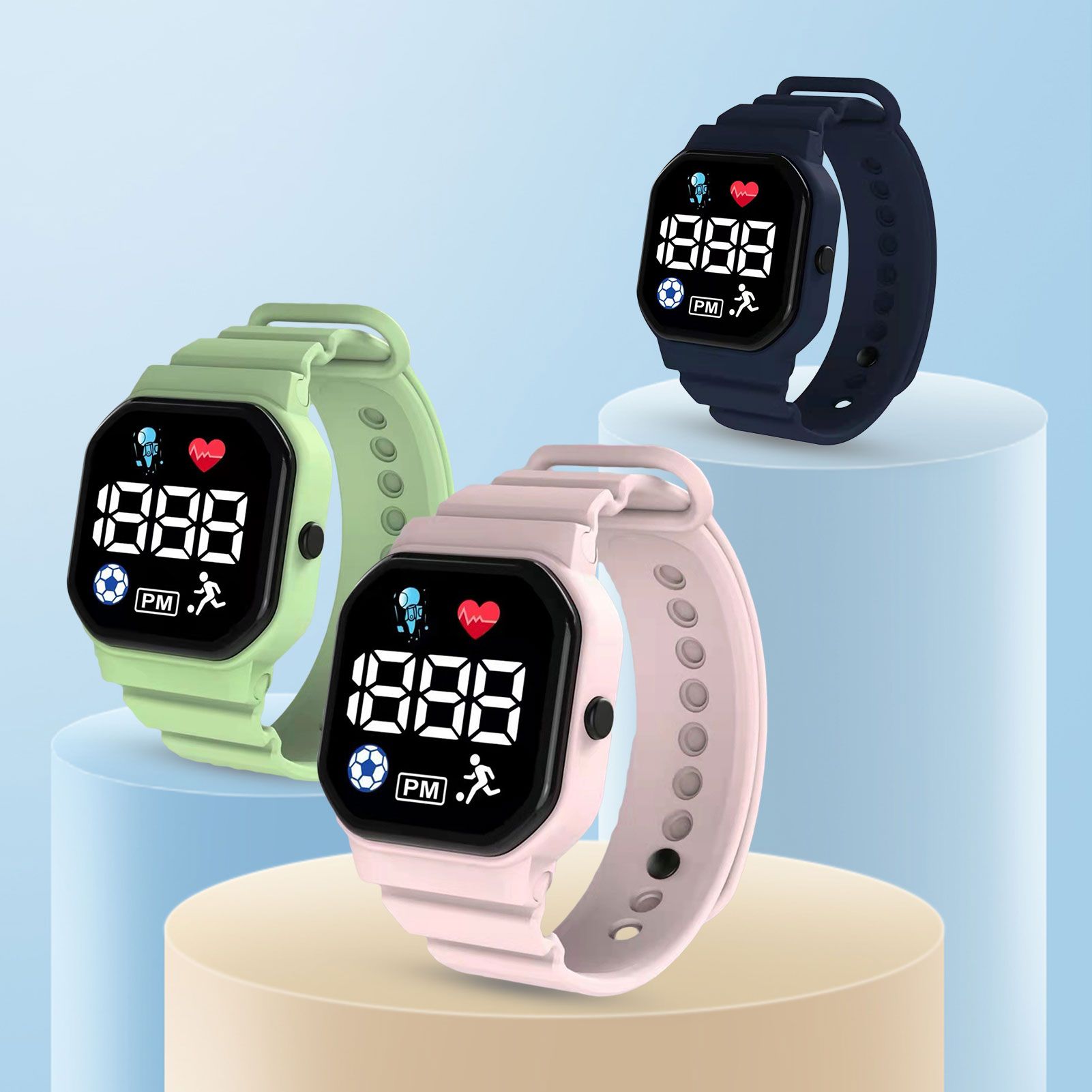 Electronic Watch Comfortable Fashion Football Pattern LED Digital Movement Watch