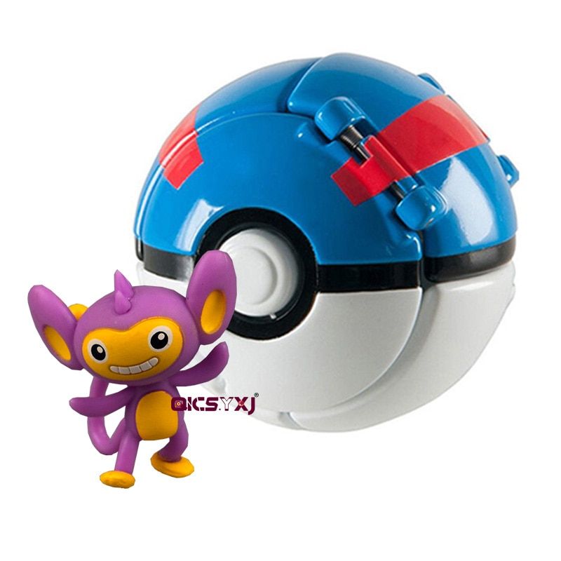 Pokeball + 1pcs Tiny Figures Inside Action Figures Toys Ball Pokemon Toys Eevee Vulpix Fennekin Cubone Model Childrens Gift