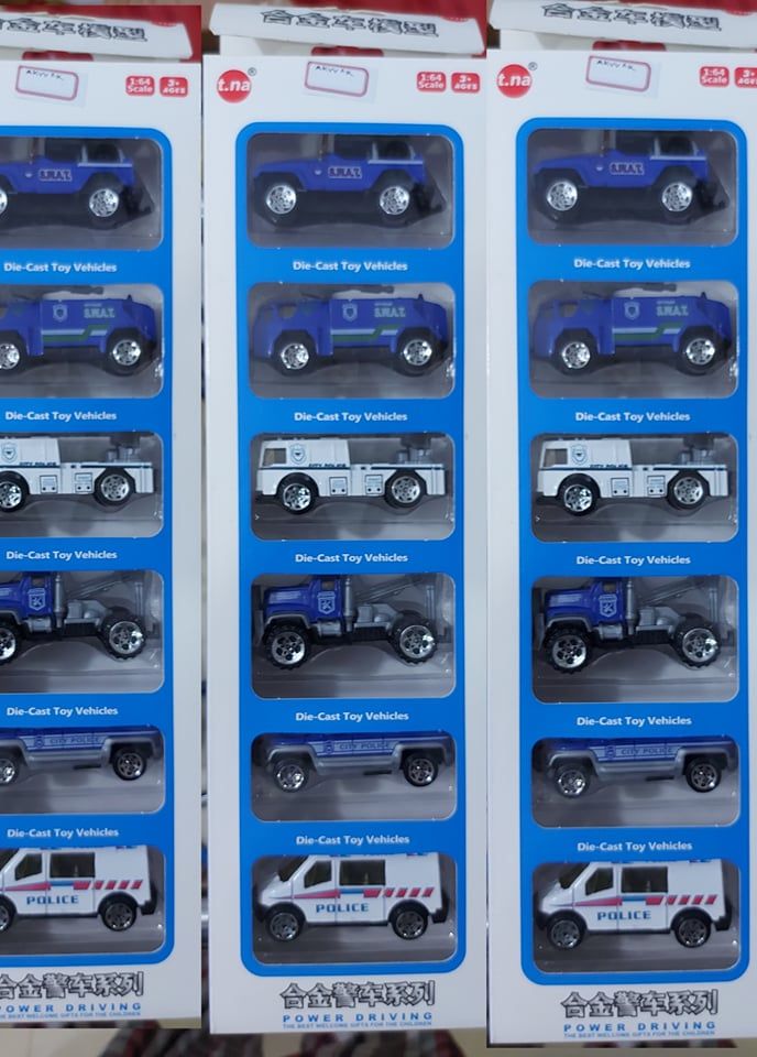 Alloy engineering small car model set -blue car(6pcs)
