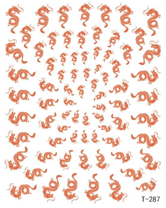 10Pcs Nail Foils Chinese Dragon Waterproof Tape with Adhesive Nail Art Transfer Sticker Slide Nail Art Decal Nails Accessories