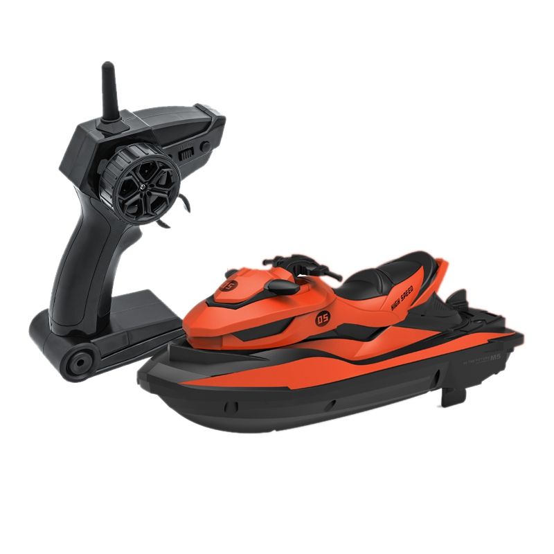 M5 2.4G 50M Mini RC Boat Motorboat Remote Control Summer Electric Motor Boat Toy Gift Black+Orange