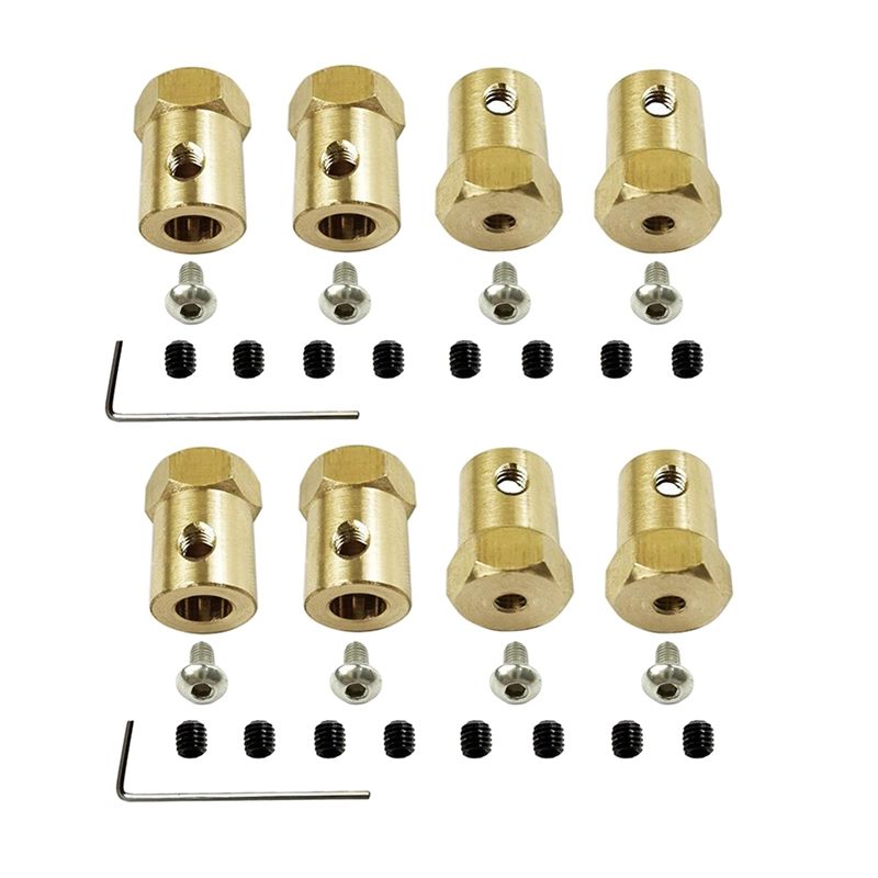 TWEXQNY-8PCS 5mm to 12mm Brass Combiner Wheel Hub Hex Adapter for WPL D12 C14 C24 B14 B24 B16 B36 MN D90 MN99S RC Car Parts