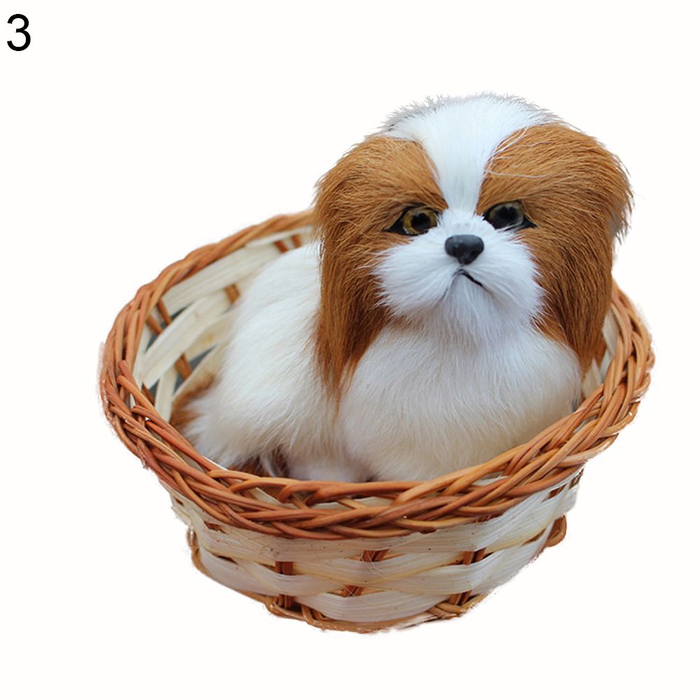 Lovely Simulation Animal Doll Plush Mini Basket Cat Rabbit Dog Kids Xmas Toy