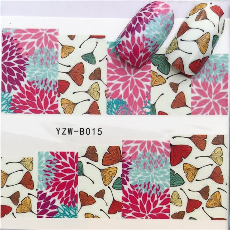 Nail Stickers Cat Flowers Flamingo Animal Water Transfer Decals Tattoo Decoration Foils Wraps Manicure Accessories