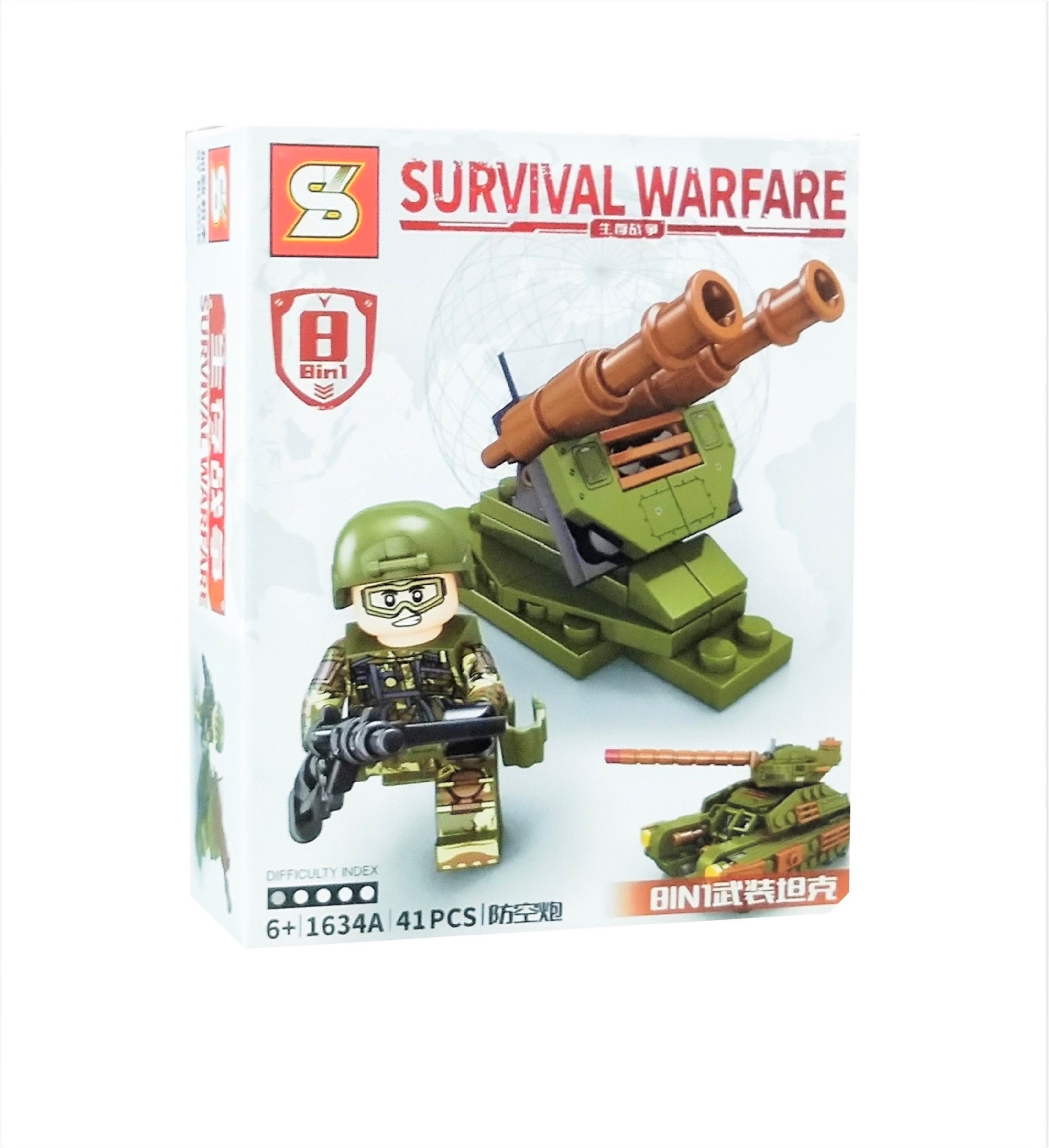 building blocks boy assembled small box military 8-in-1 combination tank model children's combination fighter toy