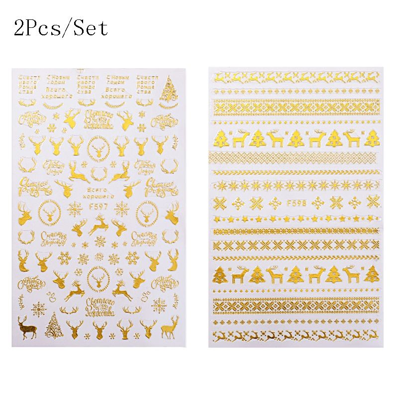 1pc 3D  Colorful  Christmas Slider Nail Sticker Decals  Snowflakes  Year Adhesive Foils for  Beauty Decoration