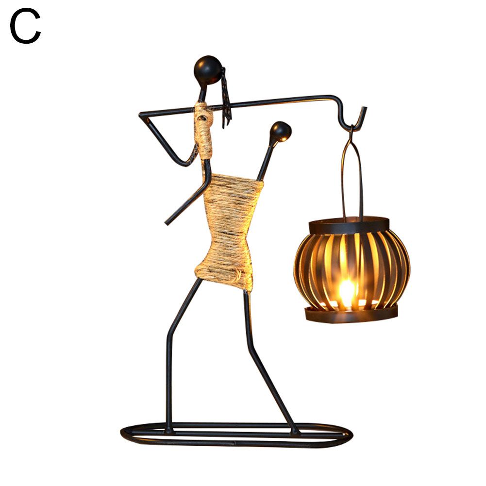 Nordic Candlestick Abstract Iron Men Candle Holder Home Bar Restaurant Decor