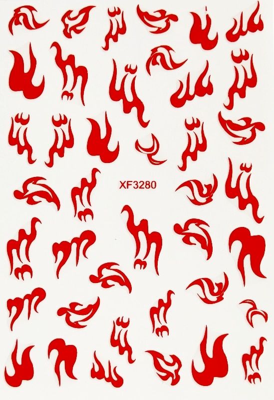 Laser Gold Silver Flame Nails Stickers Accessoires Red Fire Design Decal Sticker Art for Manicure Back Glue Nail Decoration