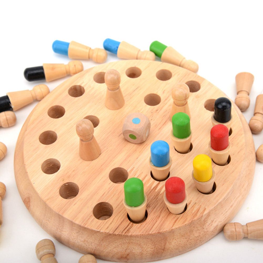 Yfashion Kids Party ame Wooden Memory Match Stick Chess ame Fun Block d ame Educational Color Cognitive Ability oy For ldren Style:Memory chess