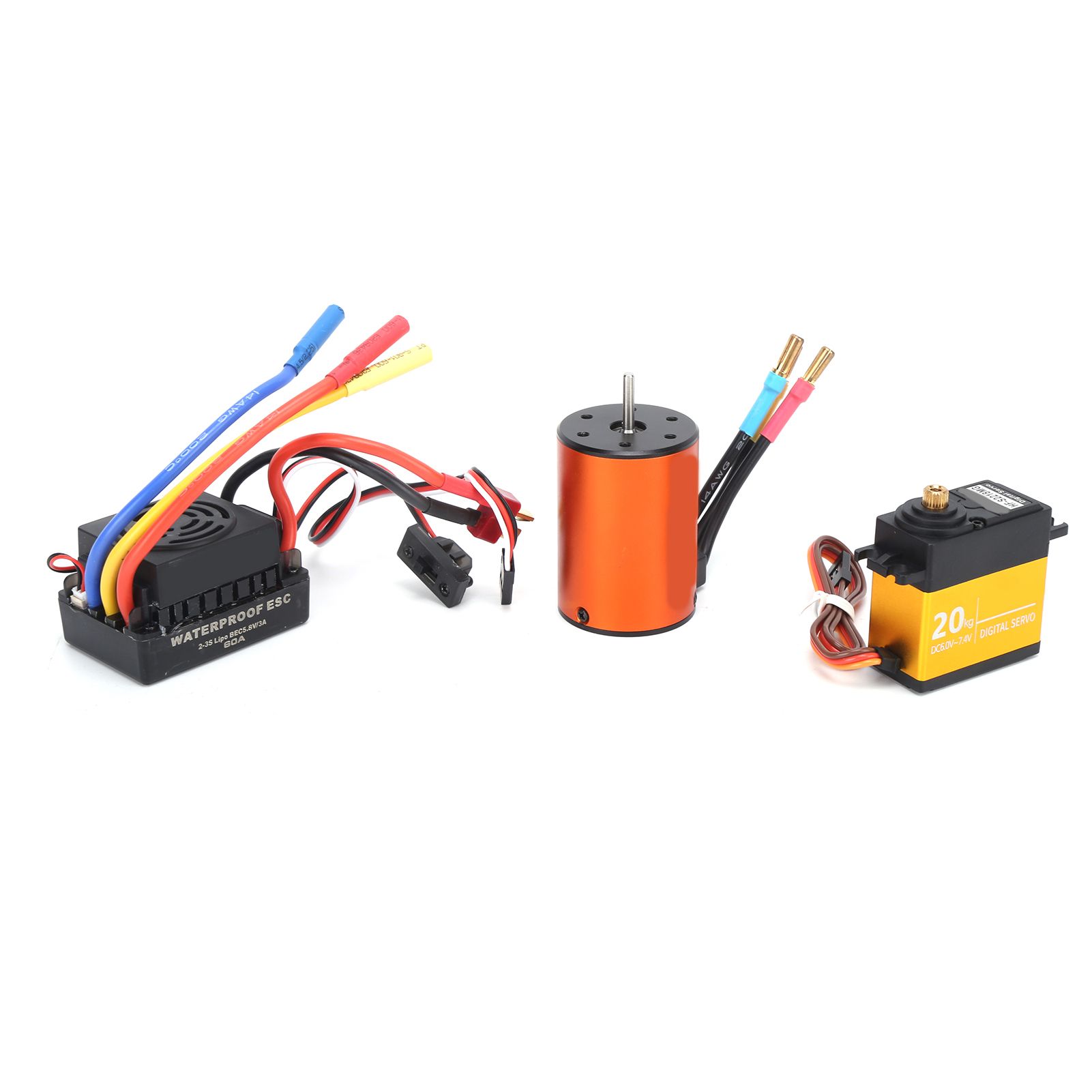 Sala Meng Upgraded Waterproof 3650 3100KV Brushless Motor 60A ESC 20KG Servo Kit for 1/10 RC Car