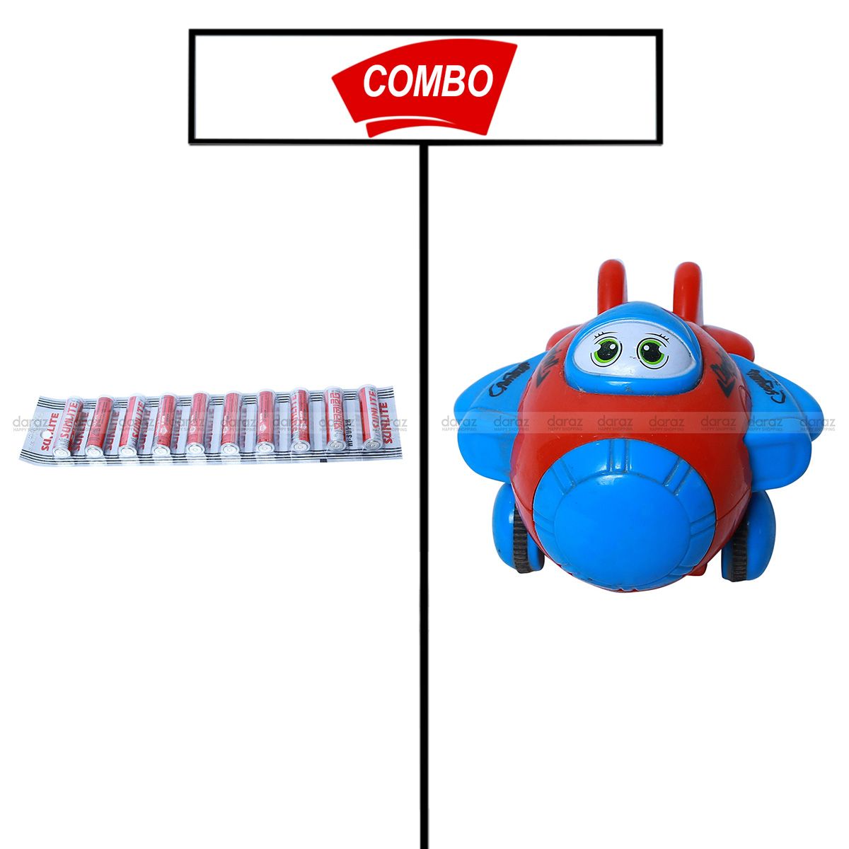 10PCS BATTERY SET & CARTOON FACE TOY PLANE COMBO COMBO