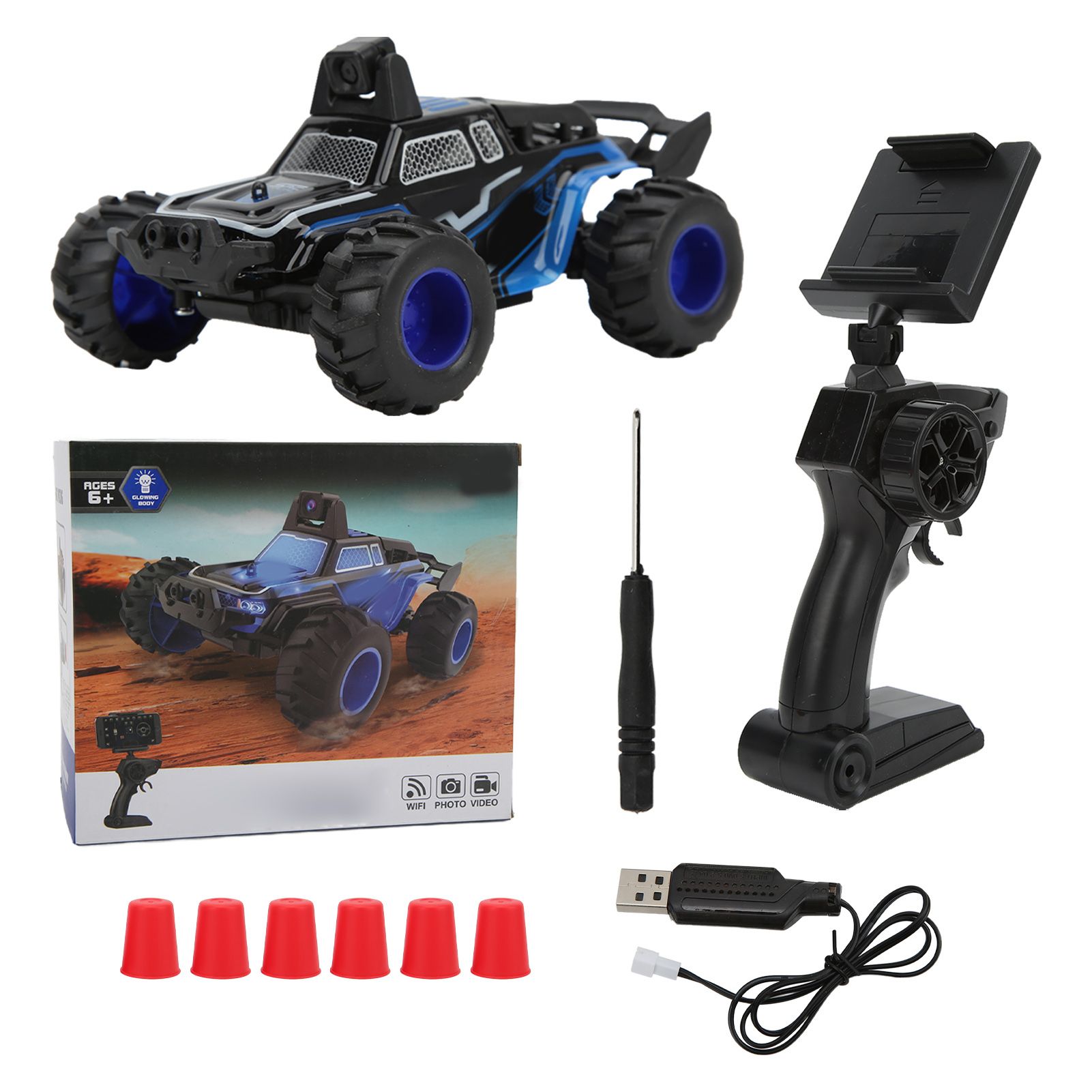 1/32 RC Off Road Vehicle High Simulation Double Gear Mode Toughness Plastic 2.4G Car Multi Function with Camera Lights