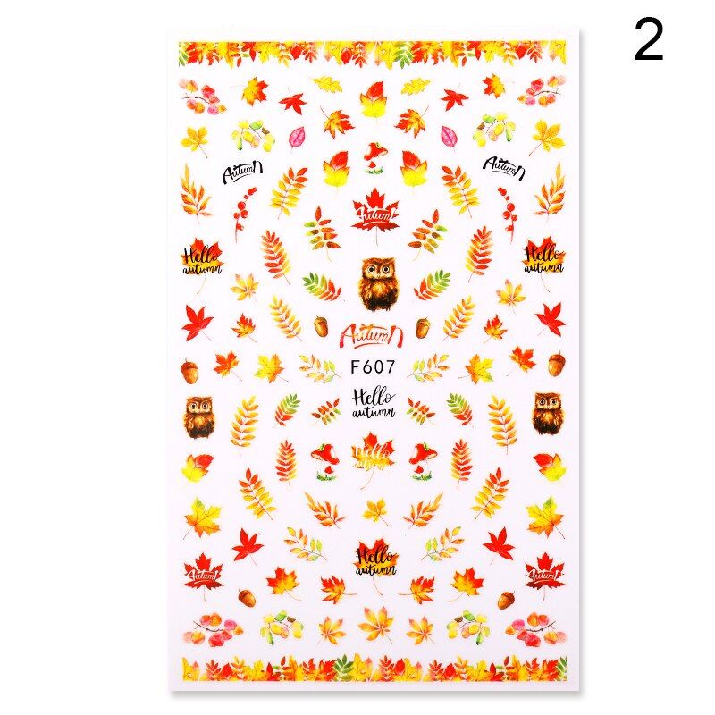 1 Sheet 3D Nails Sticker Nail Art Decorations Flowers Leaves Decals Transfer Sliders Colorful DIY Foil Manicures Wraps