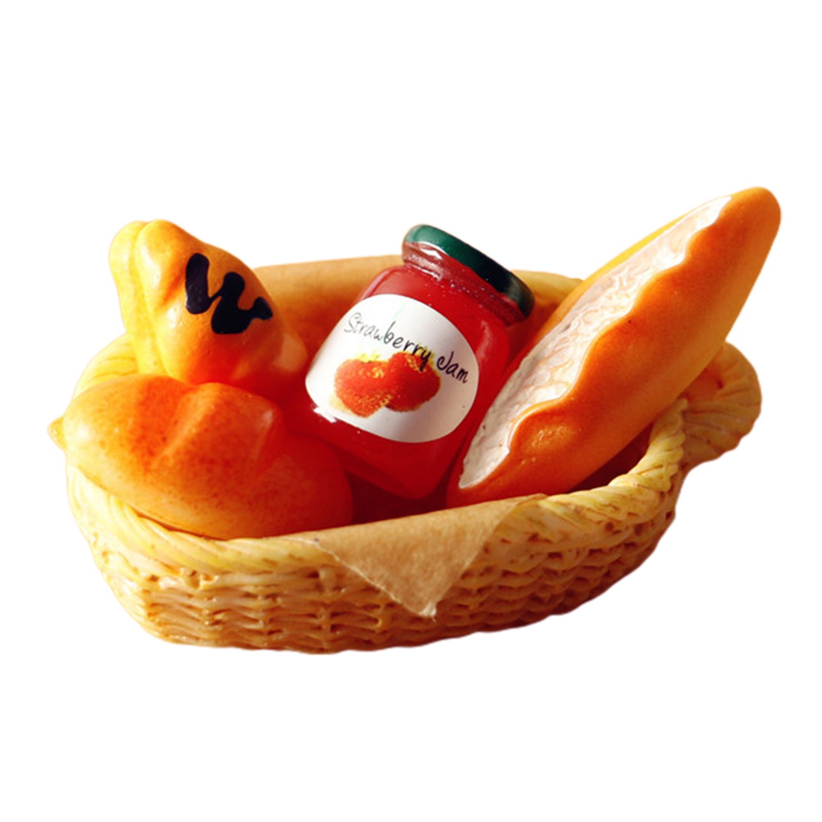 Miniature Food Toy Mini Jam Bread Basket Set Dollhouse Decoration Accessory