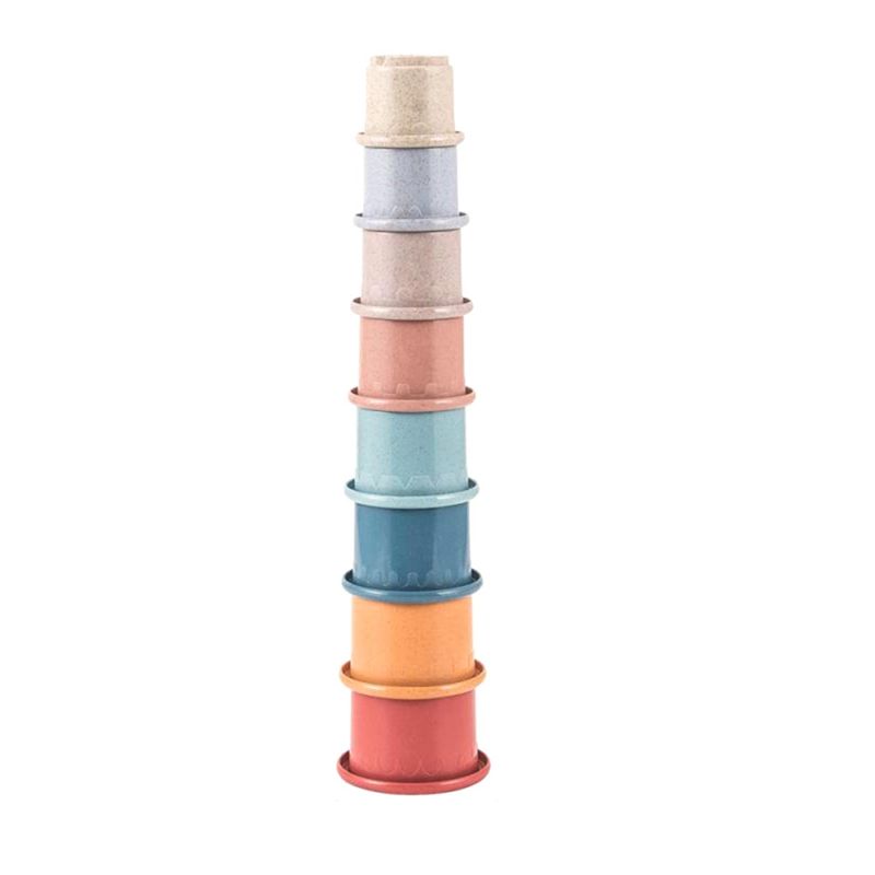 Funny Wheat Straw Hourglass Stacking Cup Science Education Bathtub Toy Stacking Ring Tower Toy Christmas Gift A