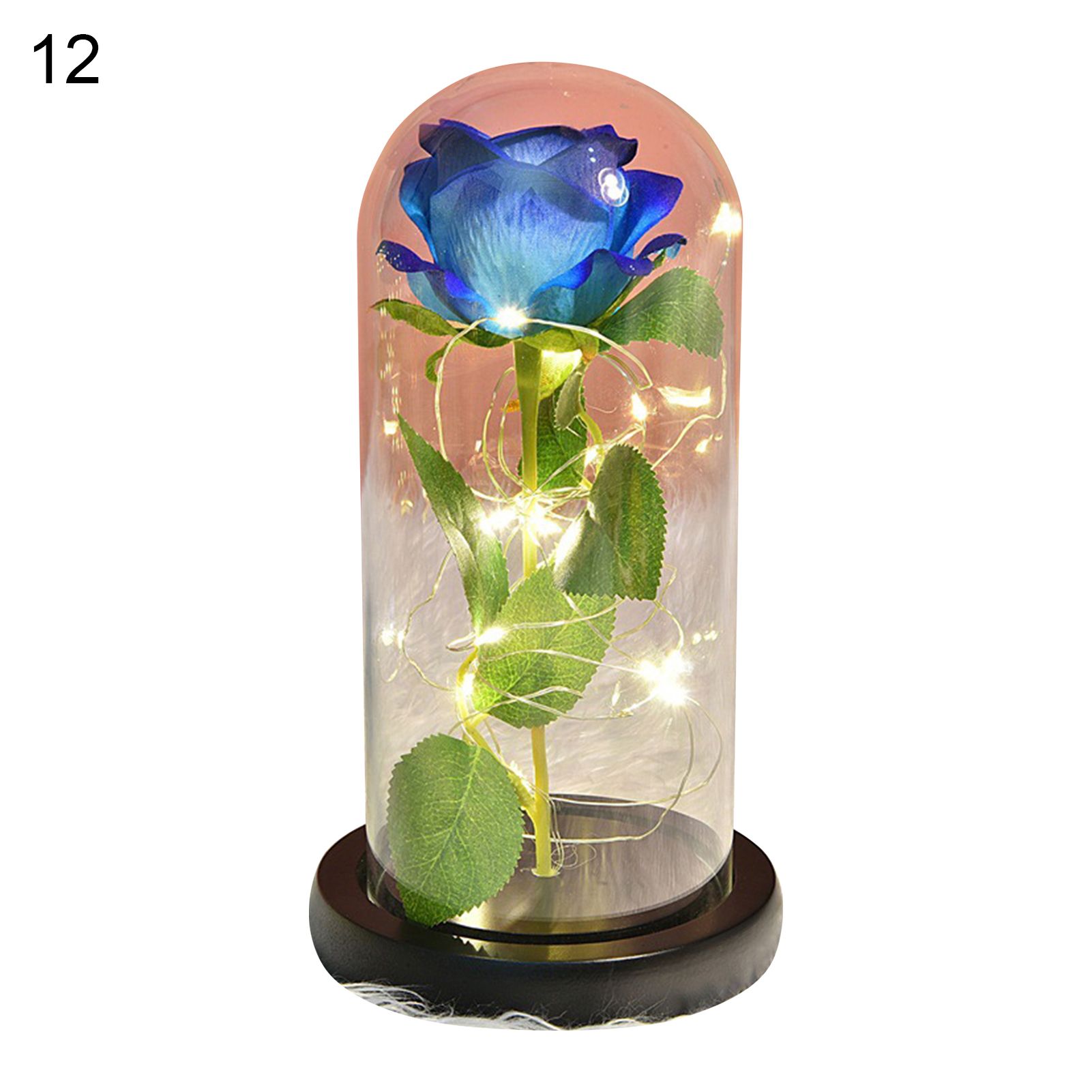Artificial Eye-catching Preserved Rose with Glass Dome