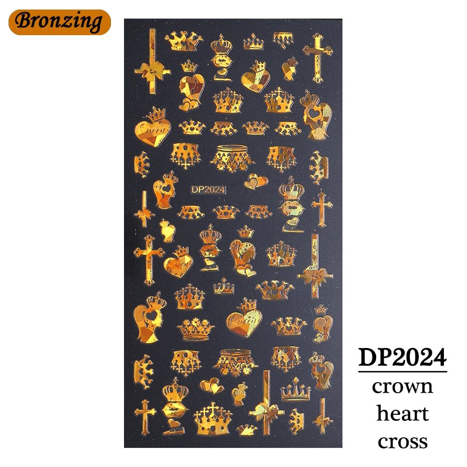 3D Bronzing Snowflake Butterfly Nail Stickers Golden Silver Adhesive Slider Charming Manicure Nails Art Decoration BEDP2013-2024