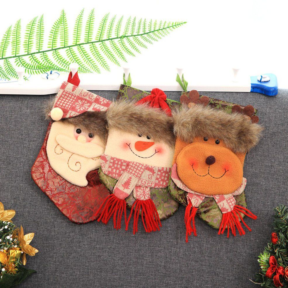 Christmas Sock Candy Bag Cartoon Decor Non-woven Fabric Christmas Gift Pouch