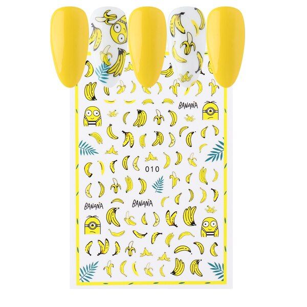 1pcs 3D Fruits Nail Sliders Avocado/Cherry/Banana/Pineapple Self Adhesive Sticker For Manicure Juicy Food Nail Design Tip LE1804