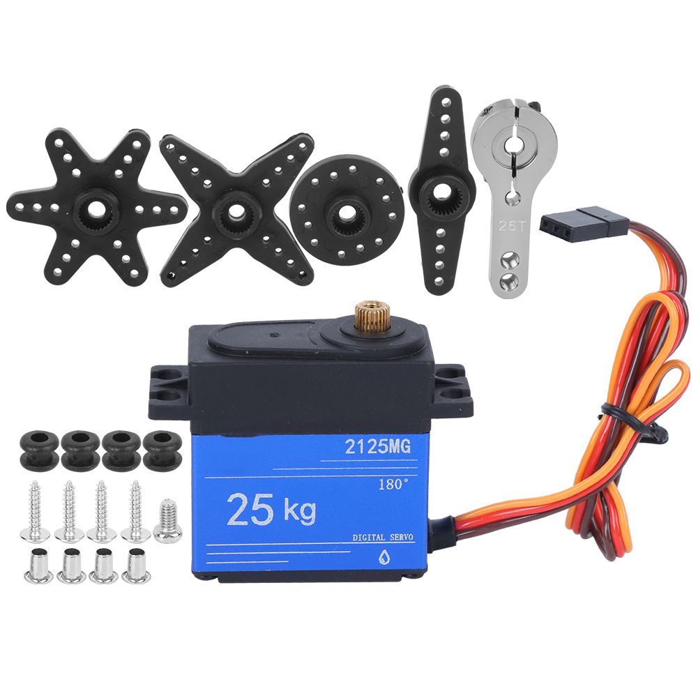 25KG Digital RC Servo Waterproof Metal Gear 180 Degree Support for Fixed Wing Aircraft Helicopters Car Robot Model Kits