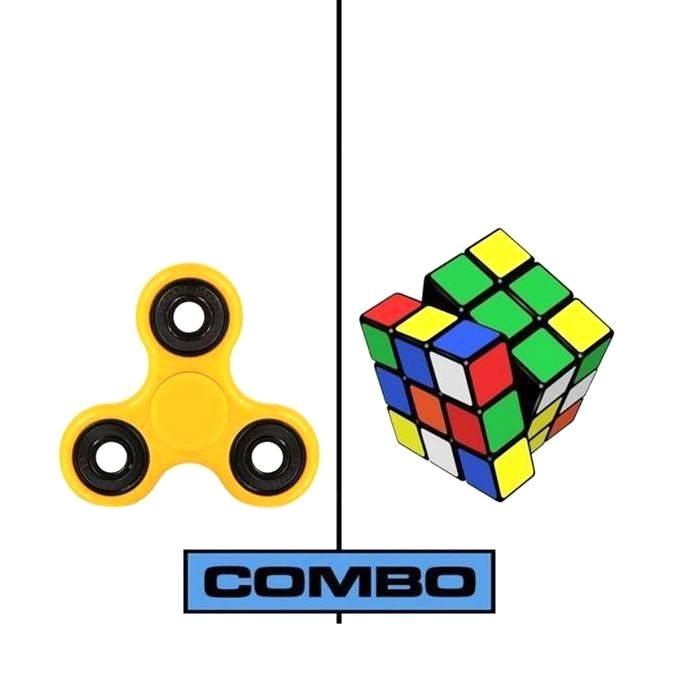 Combo of Fidget Spinner and Rubik's Cube Toy - Multi-color