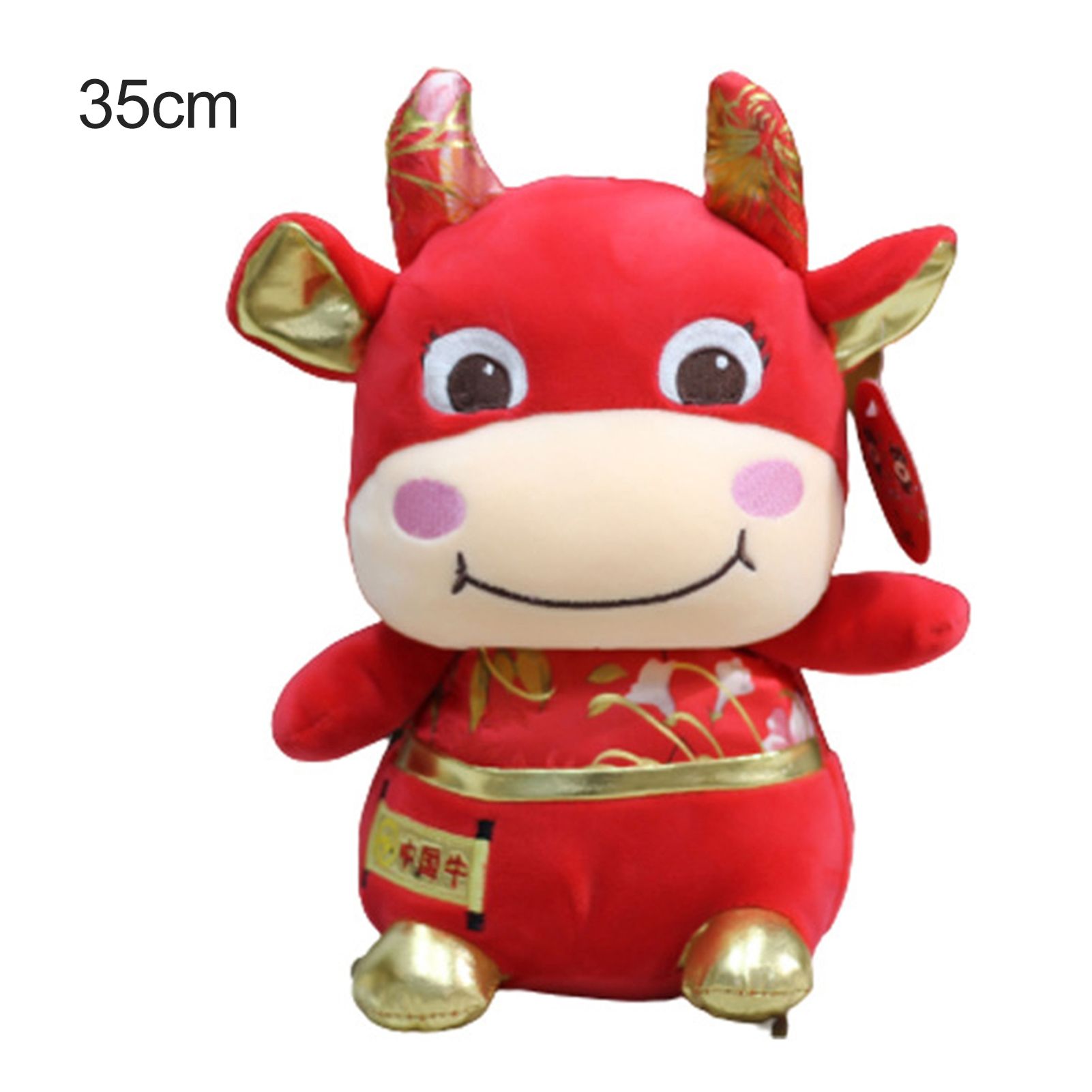 Mascot Lucky Cow Ox Cattle Soft Plush Doll Toy Chinese New Year Party Decor Gift