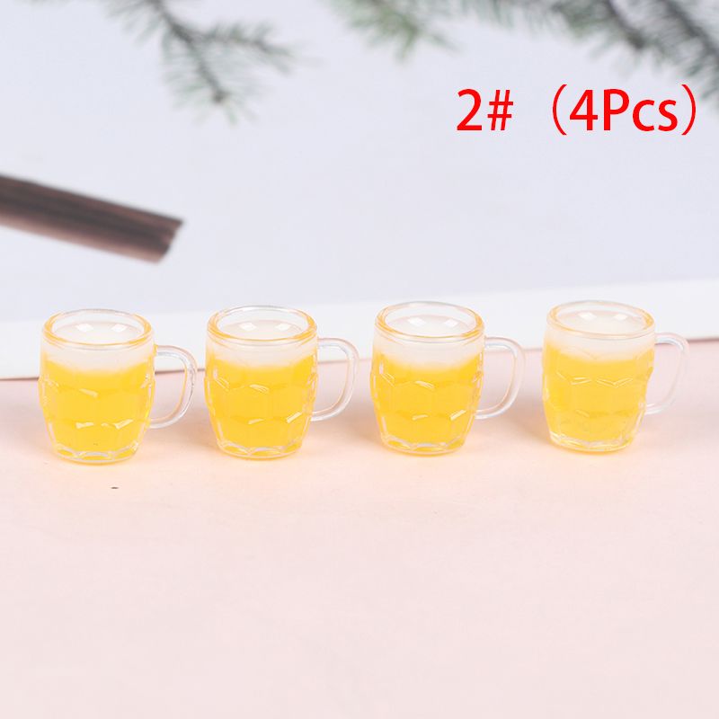4Pcs 1:12 Dollhouse Miniature  Glass Resin Small Cup Model Doll House Decor