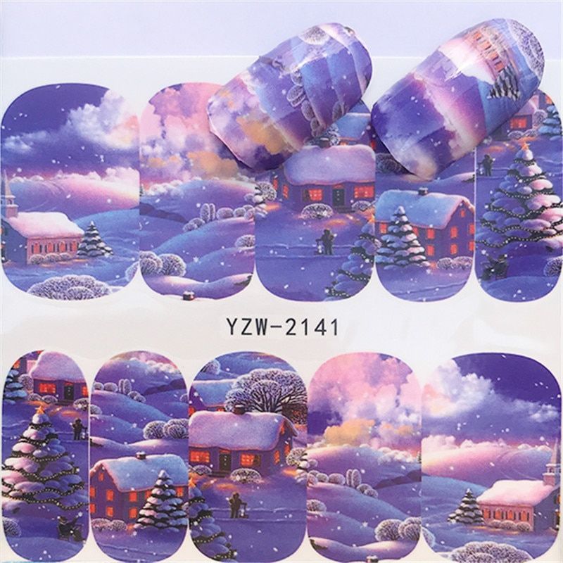 1pcs Winter Christmas Slider Nail Decals Nail Art Sticker DIY Manicure Water Accessory Transfer Foil 2020  Xmas Gift