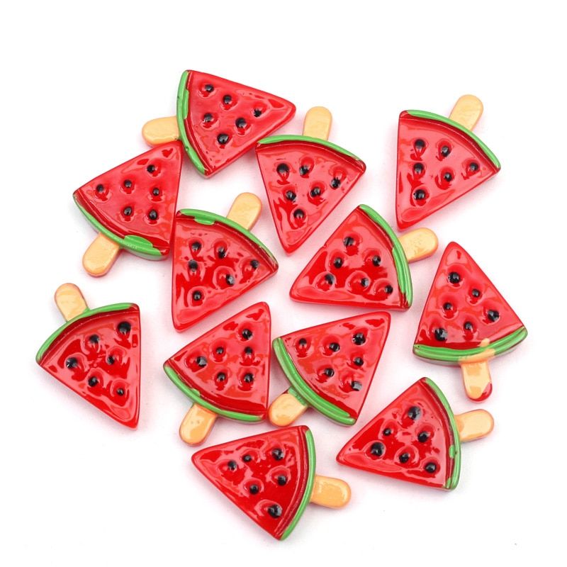 10pcs Resin Red Watermelon Slime Supplies Soft Clay Additions Accessories Charms Filler For Slime Toy Embellishments Accessorise