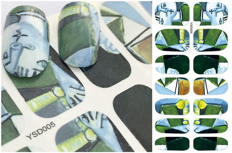YWK 1 Sheet DIY Decals Nails Art Water Transfer Printing Stickers Accessories For Manicure Salon