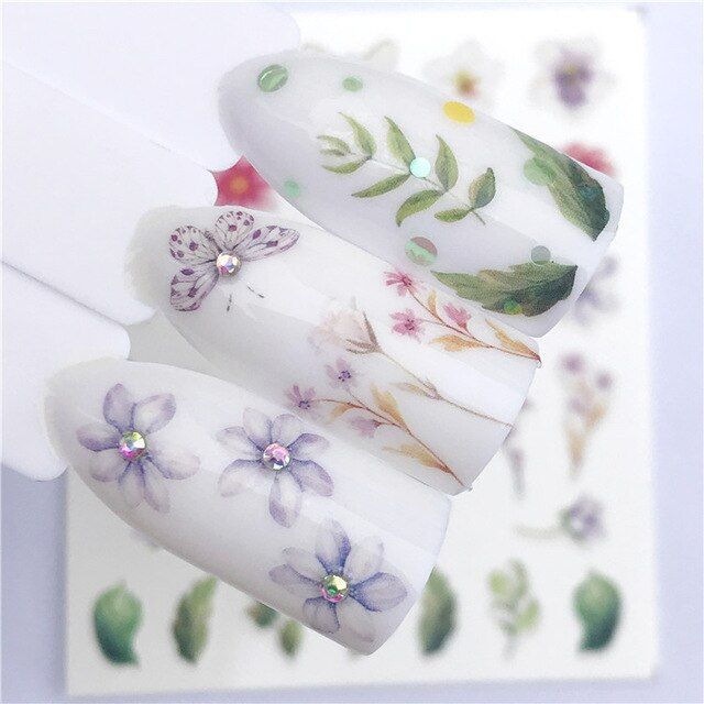 1 Sheet Nail Stickers Water Transfer Sticker Cartoon Flamingo Cute Animal Flower Designs DIY Nail Art Slider Manicure Decoration