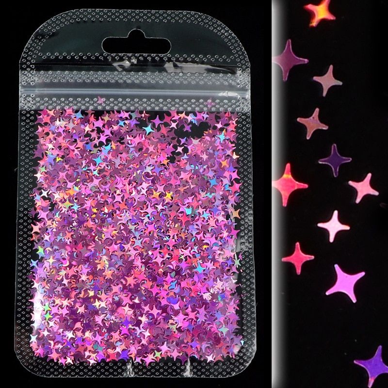 Holographic  Butterfly Four-pointed star English Alphabet 3D Nail Art Sequins Ultra-thin Flake Nail Glitter Manicure Decoration