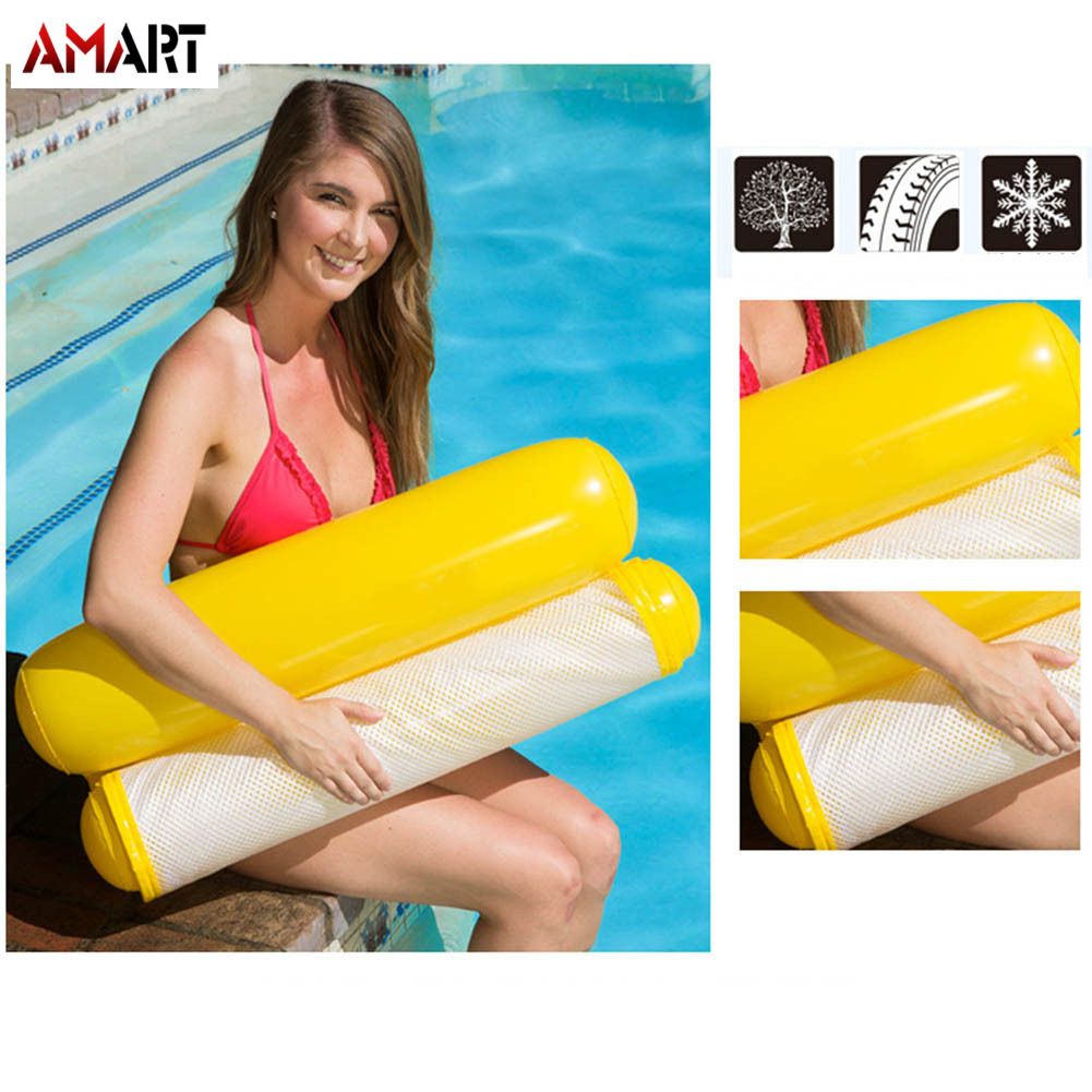 Foldable Water Hammock Single People Inflatable Backrest Beach Lounger Swimming Pool Bed