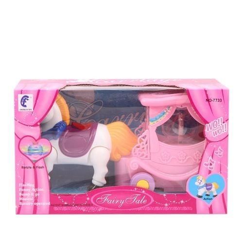 Plastic Fairy Tale Horse Toy Car - Pink and White