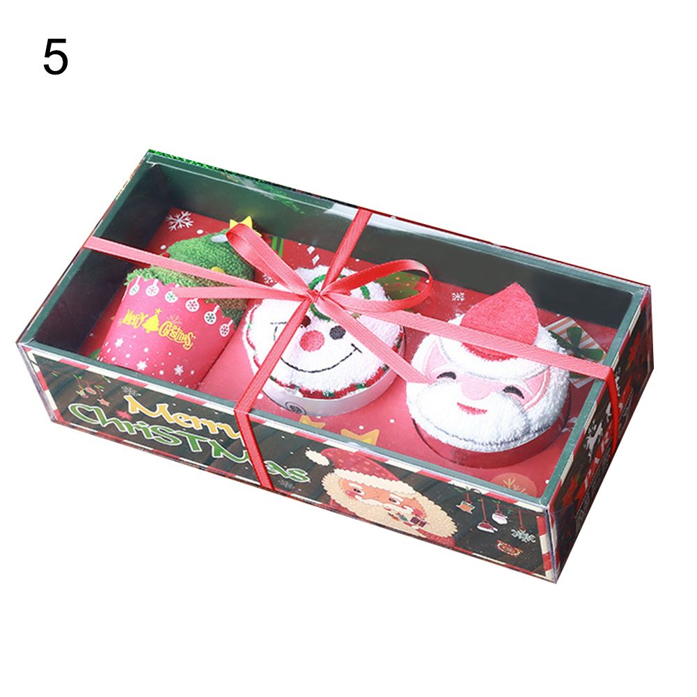 30cm Santa Snowman Embroidery Cupcake Modelling Cotton Hand Towel Christ Gift