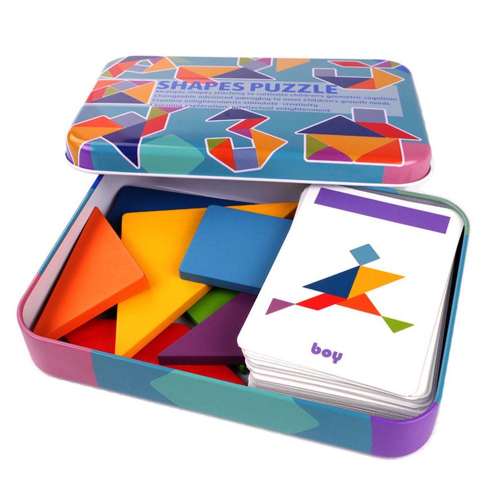 Baby Wooden Design Animal Puzzle Montessori Kids Colorful Tangram Toy Sorting Games for Early Education Kids Toys