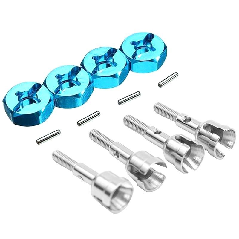 4Pcs Hexagonal Combiner Wheel Rim Hex 7mm for 1/18 Wltoys A949 & 4Pcs Wheel Axles 1/18 RC for WLtoys A949
