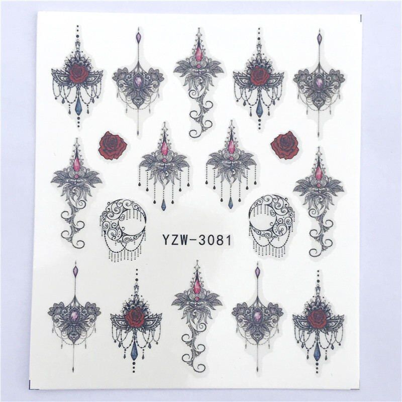 YWK 1 PC Flamingo Nail Stickers Water Decals Cute Animals Rabbit Owl Wraps Flora Watermark Adhesive Decoration Manicure