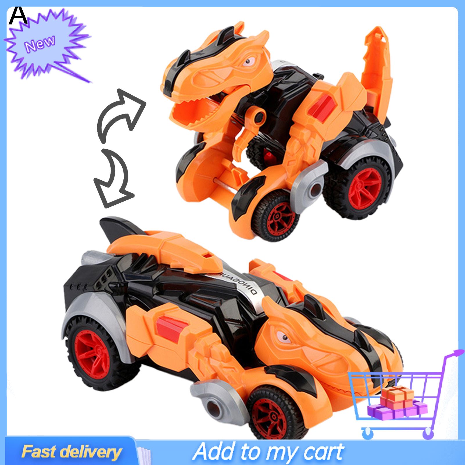 Deformation Car Simulate Shape Anti-fade Interesting Dinosaur Transforming Car Toy for Children