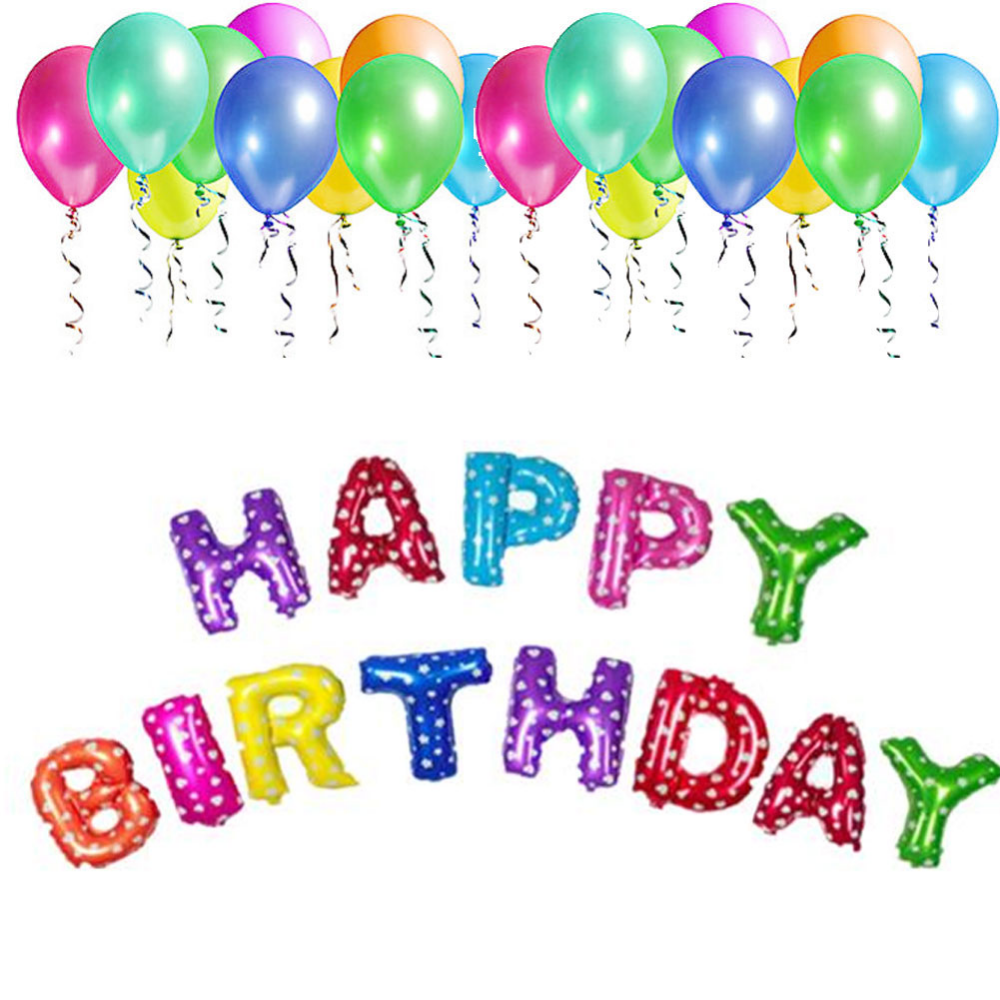 happy birthday foil balloon set
